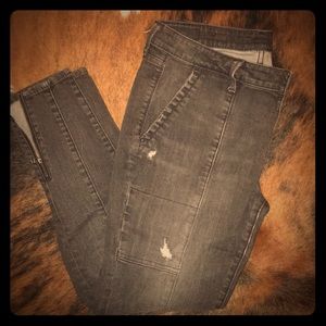 Distressed Moto jean with Ankle Zippers - Size 30